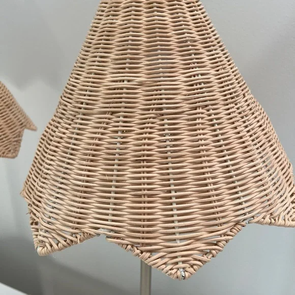 Pair of Lillian August Wicker Lamps - Picture 3 of 4